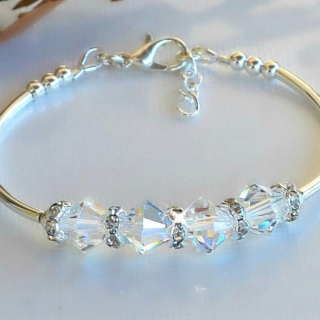 Kristall Armreif Armband/Braut/Hochzeit/Blumenmädchen/Brautjungfern von HeartofGems