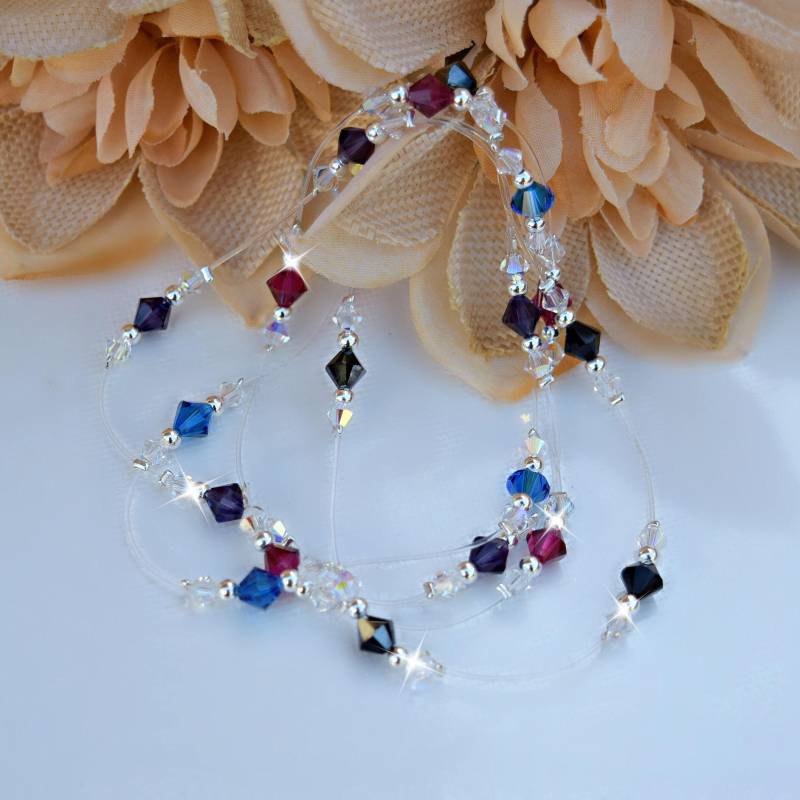 Kristall Stretch Fußkettchen Fuchsia Juli Birthstone Fußkettchen von HeartofGems