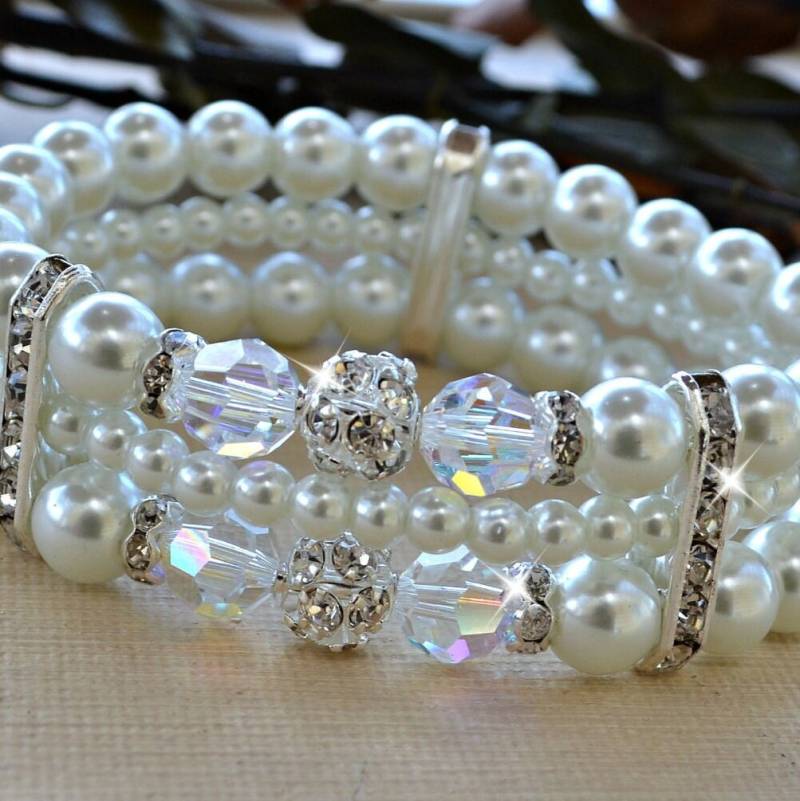 Kristall Und Perlen Manschette Armband/High End European Crystals Kristall Und Perlen Manschette Armband/High End European Crystals von HeartofGems