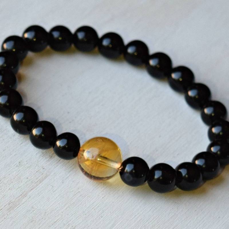 Schwarzes Achat & Citrin Edelstein Armband Schwarzes Achat & Citrin Edelstein Armband von HeartofGems