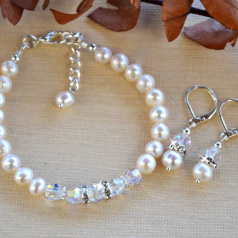 Süßwasser Perlen Und Kristall Braut Set/Brautschmuck von HeartofGems