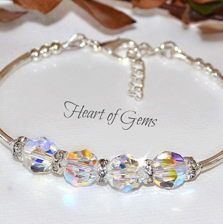 Swarovski Kristall Armband/Silber Armreif/Hochzeitsschmuck/Geschenke/Last Minute Geschenke von HeartofGems
