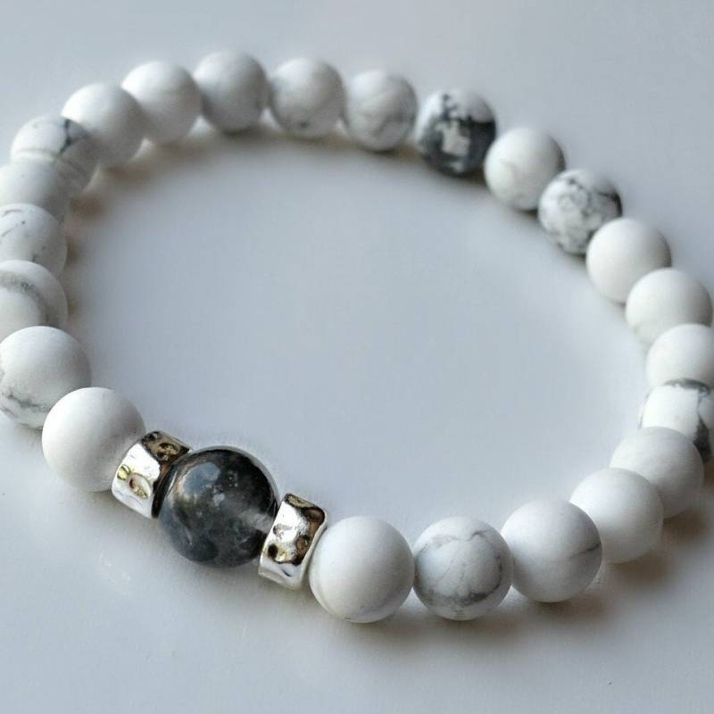 Unisex Howlith Und Rutilquarz Edelstein Armband Unisex Howlith Und Rutilquarz Edelstein Armband von HeartofGems