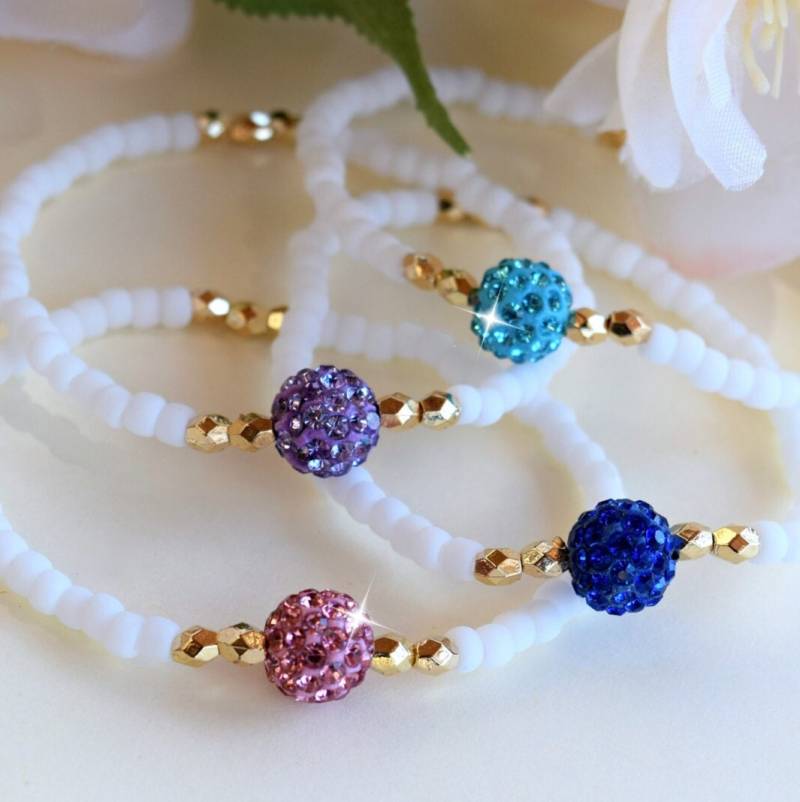 Weiß Und Gold Mit Farbigen Kristallperlen Freundschaftsarmband Bff Weiß Und Gold Mit Farbigen Kristallperlen Freundschaftsarmband Bff von HeartofGems