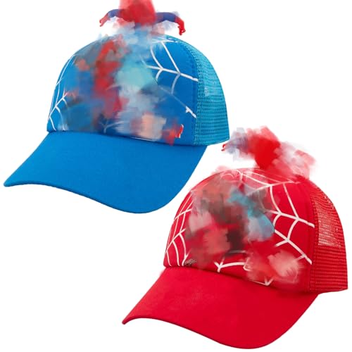 Basecap Kinder Jungen, 2 Stück Spider Figuren Baseball Cap Kinder Kappe Mütze Geschenk Superheld Snapback Geburtstag Schule Sport Sonnenschutz Verstellbare Hüte für kleine Kleinkinder Rot und Schwarz von Heartsking