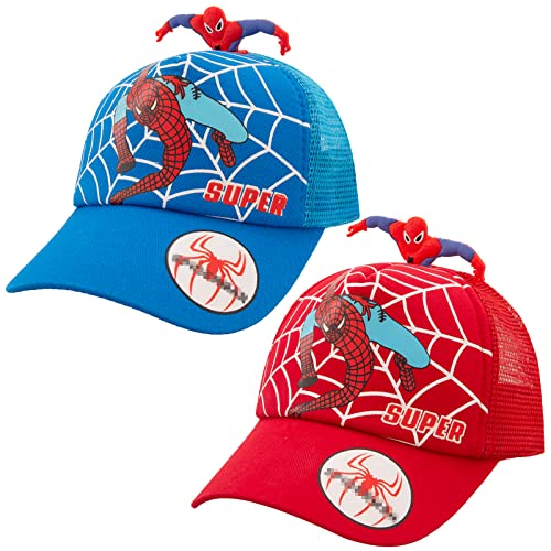 Basecap Kinder Jungen, 2 Stück Spider Figuren Baseball Cap Kinder Kappe Mütze Geschenk Superheld Snapback Geburtstag Schule Sport Sonnenschutz Verstellbare Hüte für kleine Kleinkinder von Heartsking