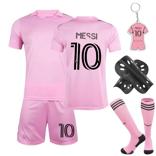 Fußball Trikot Kinder Set, 23/24 Heimtrikots/Auswärtstrikots Trikot Jungen,Fussball T-Shirt Shorts, Football socken, Knieschützer Set und Fußbälle Jersey Schlüsselanhänger von Heartsking