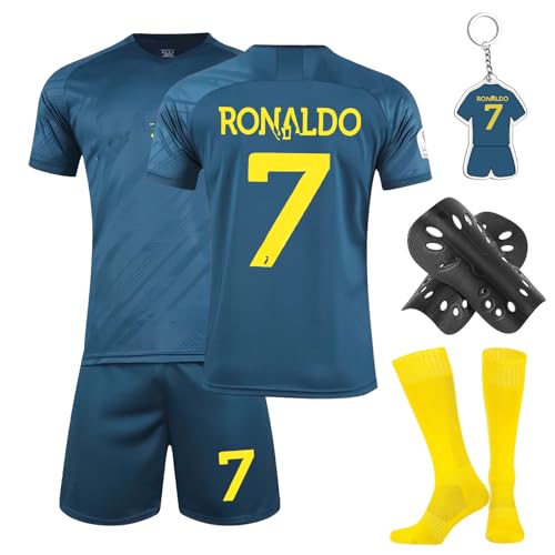 Fußball Trikot Kinder Set, 23/24 Heimtrikots/Auswärtstrikots Trikot Jungen,Fussball T-Shirt Shorts, Football socken, Knieschützer Set und Fußbälle Jersey Schlüsselanhänger von Heartsking