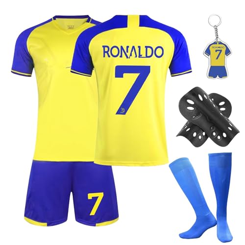 Fußball Trikot Kinder Set, 23/24 Heimtrikots/Auswärtstrikots Trikot Jungen,Fussball T-Shirt Shorts, Football socken, Knieschützer Set und Fußbälle Jersey Schlüsselanhänger von Heartsking