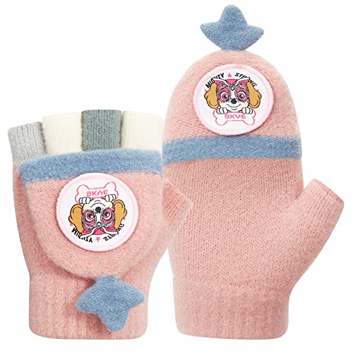 Kinderhandschuhe, Handschuhe Kinder Winter Handschuhe Ohne fingerkuppen Softshell Fahrrad Rosa Warme Halbe Finger Handschuhe für Kinder Kinderhandschuhe Fingerhandschuhe für Jungen und Mädchen von Heartsking