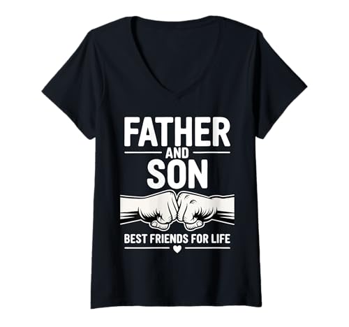 Damen Father and Son Best Friends for Life Faust Bump T-Shirt mit V-Ausschnitt Damen Father and Son Best Friends for Life Faust Bump T-Shirt mit V-Ausschnitt von Heartwarming Father Son Gifts from Dad and Kids