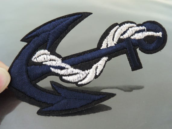 Anker Patches - Bügelbild Dunkelblau Großer Aufnäher Runde Applikation von Heasundries