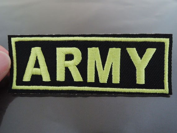 Armee Brief Patches - Aufbügeln Oder Aufnähen Patch Schreiben Schwarz Gelbe Armee Wort Verzierungen Stickerei Schriftarten von Heasundries