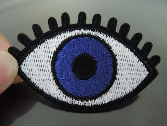 Aufbügler - Big Eye Patch Blue Patches Augapfel Bügelbild Applikation Gestickt Sew On von Heasundries