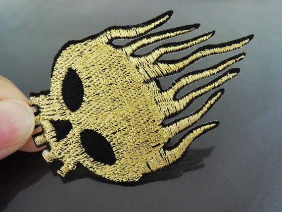 Bei Patch - Gold Skull Ghost Patches, Die Aufbügeln Applikation Gestickt Nähen Bügeln Bei Patch - Gold Skull Ghost Patches, Die Aufbügeln Applikation Gestickt Nähen Bügeln von Heasundries