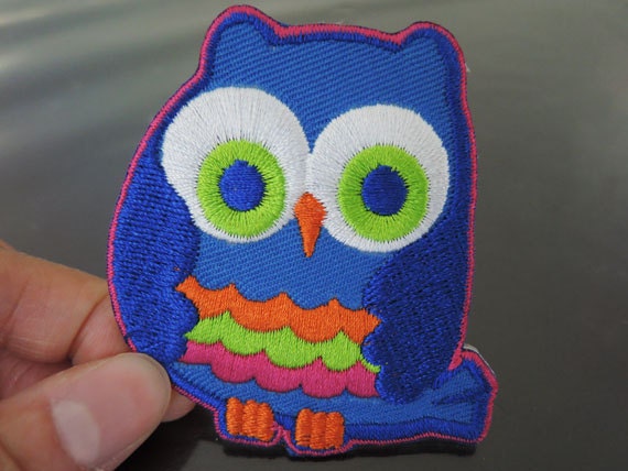 Blaue Eule-Aufnäher - Eisen Zu Patches Oder Nähen Patch Blau Eulen Gestickt Tier Zierapfel von Heasundries