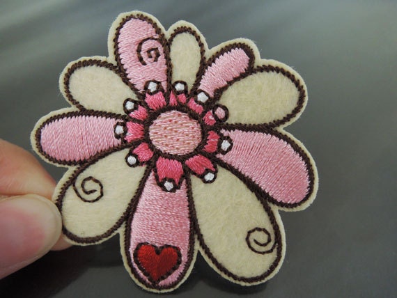 Blumenbeete - Patch Aufbügeln Oder Aufnähen Rosa Liebe Blumen Patches Verzierungen Stickerei Applikation von Heasundries