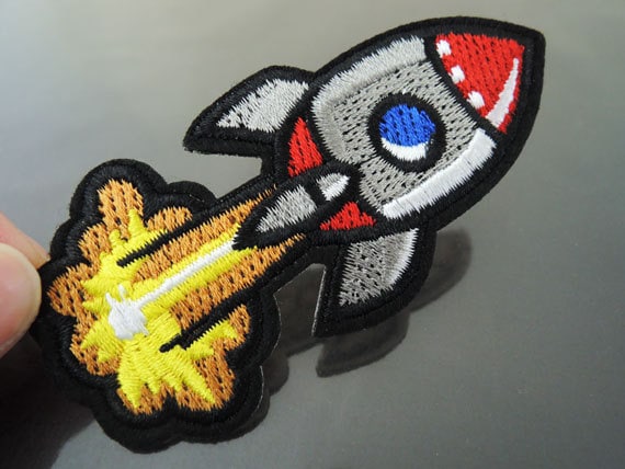 Bügelbild - Rakete Patches Spacer Projectile Patch Applikation Bestickter Aufnäher Nähen von Heasundries