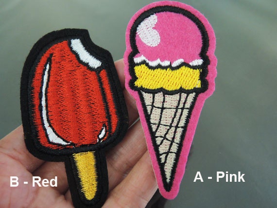 Eis-Patches - Patch Aufbügeln Oder Aufnähen Sommer Eis Essen Verzierungen Stickerei von Heasundries