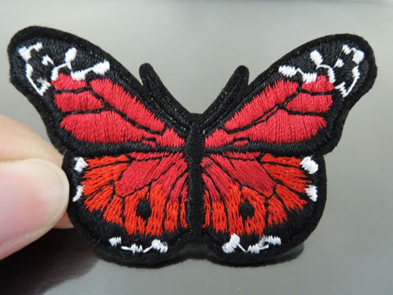 Eisen Auf Flicken Oder Nähen Stickerei Rot Schmetterling Patches Aufnäher Gestickte Patch von Heasundries