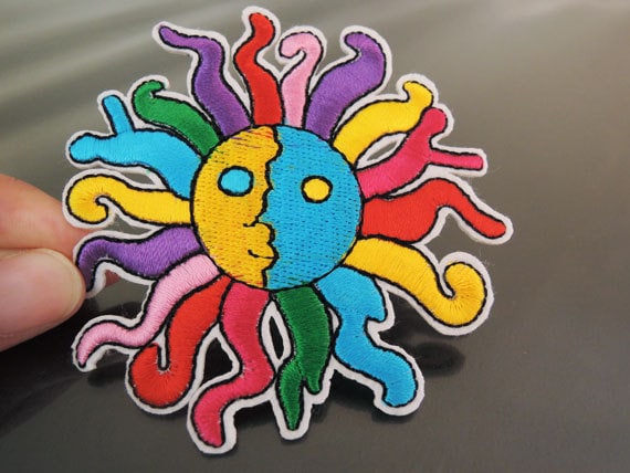 Eisen Auf Patch - Bunte Sonne Astrologie Patches Aufbügeln Applikation Gestickt Annähen von Heasundries