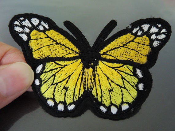 Eisen Auf Patch Oder Nähen Stickerei Gelb Schmetterling Patches Applikationen Bestickt von Heasundries