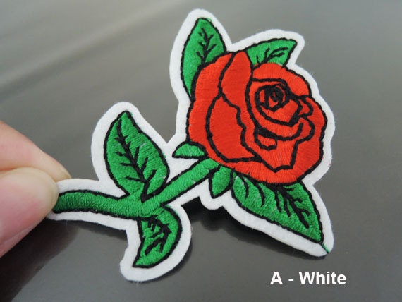 Eisen Auf Patch - Rose Rote Blume Blumen Bei Patches Bügeln Oder Nähen Verzierung von Heasundries