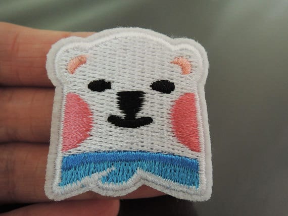 Eisen Auf Patch - Süße Polar Bear Cub Patches Kleine Tier Ursus Maritimus Applikation Gestickt Patch Nähen von Heasundries