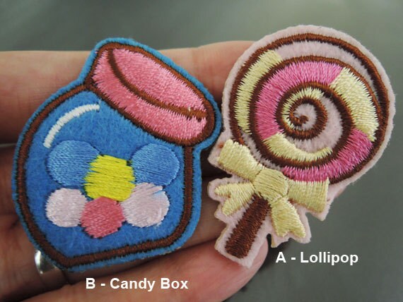Eisen Auf Patches Oder Nähen Patch Lollipop Candy Box Klein Gestickt Essen Dessert Verzierung von Heasundries
