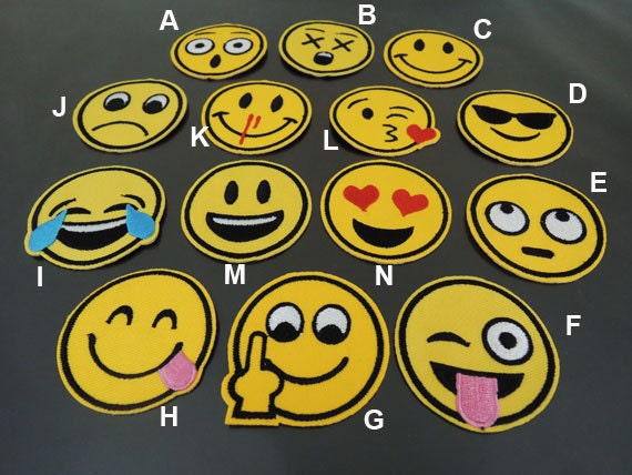 Emoji Patch - Gesicht Patches Gelb Smile Applikation Bestickter Aufnäher von Heasundries
