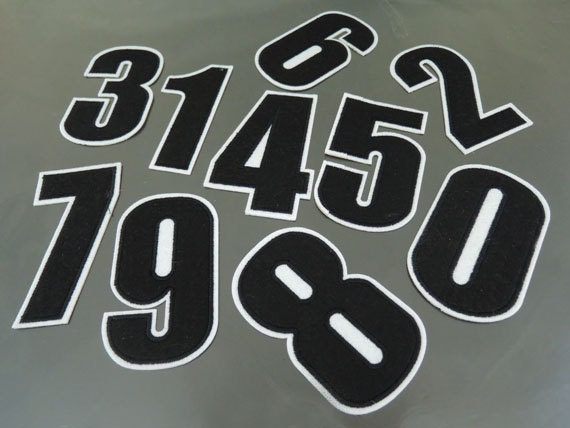 Große Zahl Aufnäher - Aufbügler Oder Sewing On Patch 0-9 Number Patches Big Schwarz Verzierungen von Heasundries