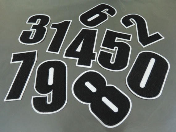 Große Zahl Aufnäher - Aufbügler Oder Sewing On Patch 0-9 Number Patches Big Schwarz Verzierungen von Heasundries
