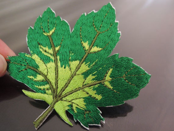 Großes Blatt Patch Grüne Blätter Patches Green-Leaf-Patch, Die Applikation Eisen Auf Nähen Gestickt von Heasundries