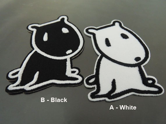 Hund-Patches - Patches Aufbügeln Oder Aufnähen Patch Black Dog Weißen Hund Doggie Tier Bestickte Patch von Heasundries