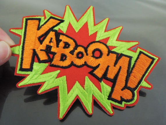 Kaboom Brief Patches - Große Eisen Auf Patch Oder Nähen Schreiben Ka-Boom Grün Orange Rot Verzierungen Stickerei Schriftarten von Heasundries
