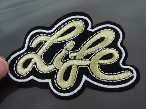 Leben Brief Patches - Aufbügeln Oder Aufnähen Patch Schreiben Verzierungen Goldstickerei Schriftarten Word Große von Heasundries