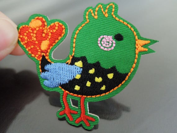 Niedlichen Vogel Patch Animal Cartoon Patches Green Birds Patch Applikation Gestickt Eisen Auf Nähen von Heasundries