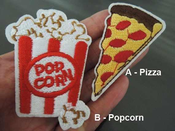 Pizza-Patches Oder Popcorn Patches - Patch Aufbügeln Aufnähen Pizza Essen Dessert Snack Verzierungen von Heasundries