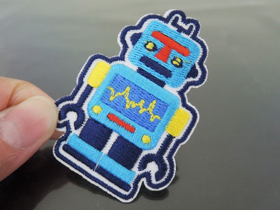 Roboter-Patches - Eisen Zu Patches Oder Nähen Auf Patch Blau Gestickt Roboter Zierapfel von Heasundries