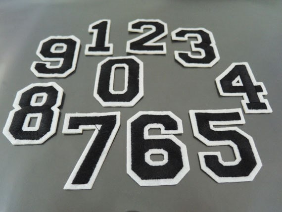 Zahlen Aufnäher - Aufbügler 0-9 Schwarz Verzierungen von Heasundries