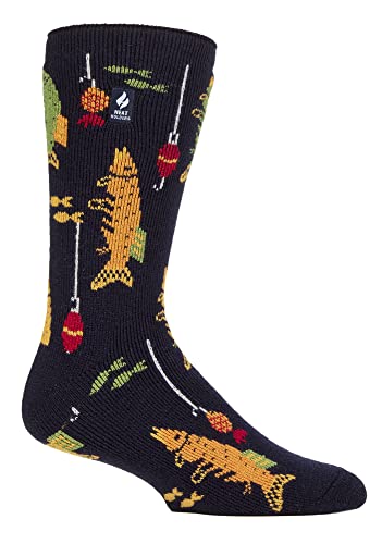 HEAT HOLDERS Herren Kuschelsocken Lustig Lite | Atmungsaktiv Mehrfarbig Dick Fleece Witzig Thermosocken (39-45, Angeln) von HEAT HOLDERS