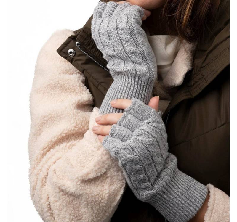 Heat Holders Strickhandschuhe Fingerlose Damen-Handschuhe mit Zopfmuster von Heat Holders