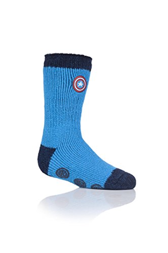HEAT HOLDERS Kinder 1 Paar SockShop Slippersocken Captain America Schild - Blau 27-31 Kinder von HEAT HOLDERS