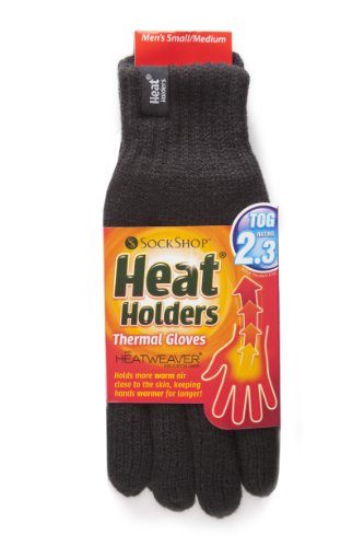 HEAT HOLDERS Neu! Mens Wärmehalter Weaver Thermal Insulated Handschuhe (Medium/Large, Plain Black) von HEAT HOLDERS