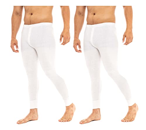 Heat Stoke®️ Herren Langarmshirt Lang Johns Locker Winter Leggings Multi-Sport Einfarbig Schwarz, Charcoal, Weiß 2er Pack (L, 2er Pack Weiß) von Heat Stoke