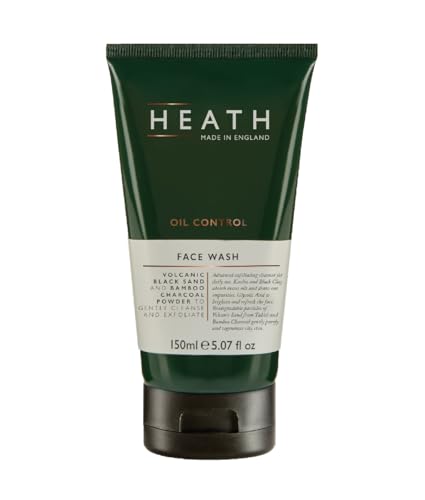 Heath Oil Control Face Waschung für Männer - Peeling -Reinigungsmittel für den täglichen Gebrauch - Vulkaner schwarzer Sand- und Bambus -Holzkohlepulver - 150 ml von Heath