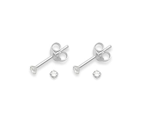 Heather Needham Silver Ohrstecker Set 2 Paar Zirkonia kubisch sehr kleines,Bitte beachten Sie, dass diese WINZIG, SEHR SEHR KLEIN SIND UND DISKRET. GeschenkboxGröße: 2 mm von Heather Needham Silver