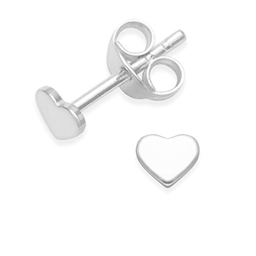 Heather Needham Silver Ohrstecker Sterlingsilber (925) Design Herzen klein flach 4 mm 5010 (Lieferung in silberfarbener Geschenkschatulle) von Heather Needham Silver