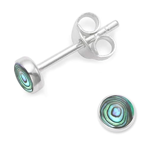 Ohrstecker Sterling-Silber 925 Paua 4 mm rund von Heather Needham Silver