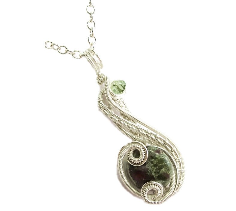Drachenblut Jaspis Draht-Gewickelt Sterling Silber Anhänger Handgefertigte Edelstein Halskette von HeatherJordanJewelry